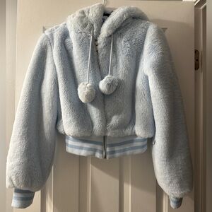 Hello Kitty Light Blue Fur Hooded Jacket